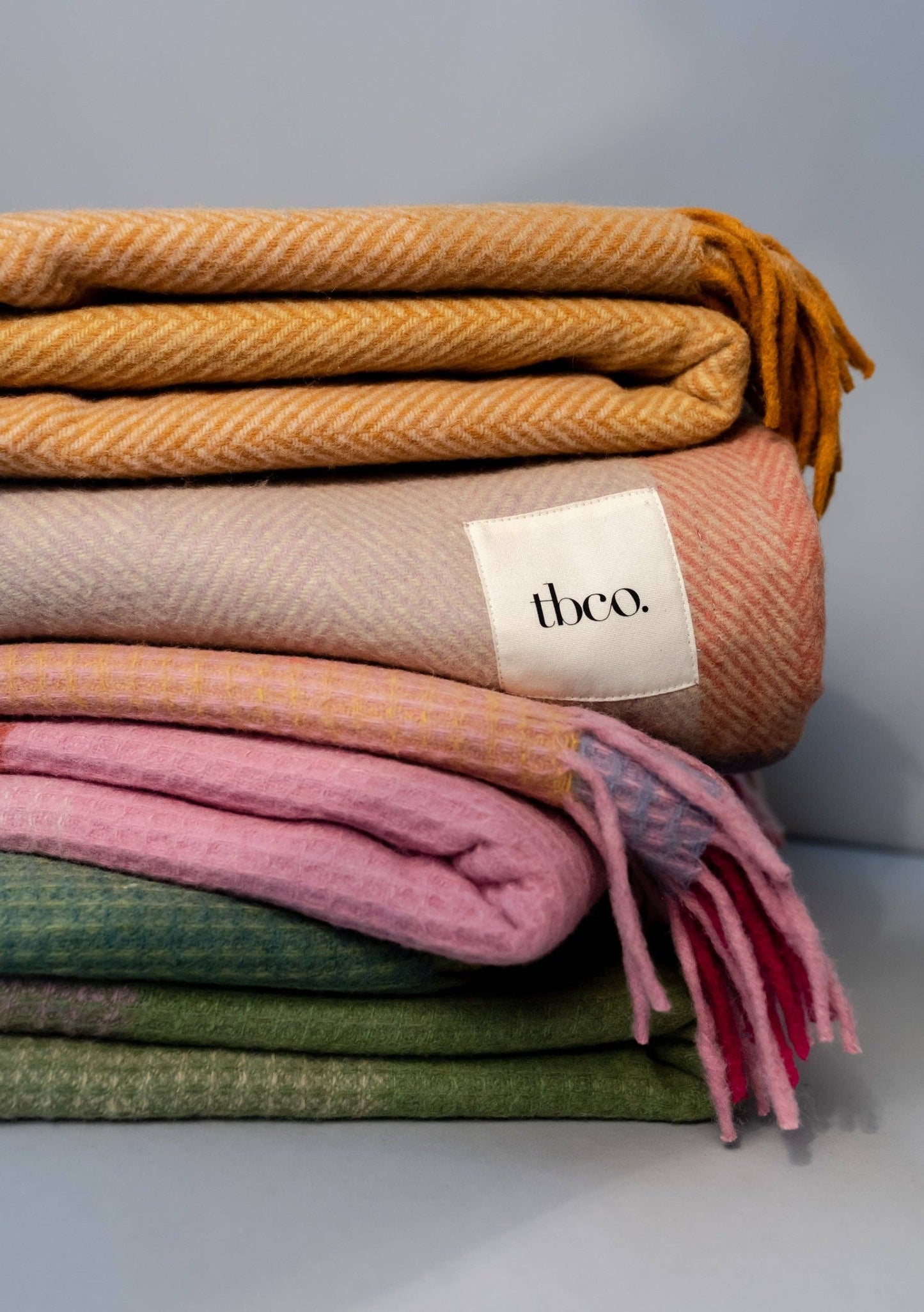TBCo Recycled Wool Blanket in Green Waffle Block