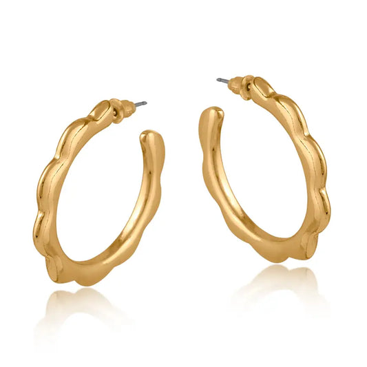 Big Metal London Camille Squiggle Hoops in Silver or Gold Plated