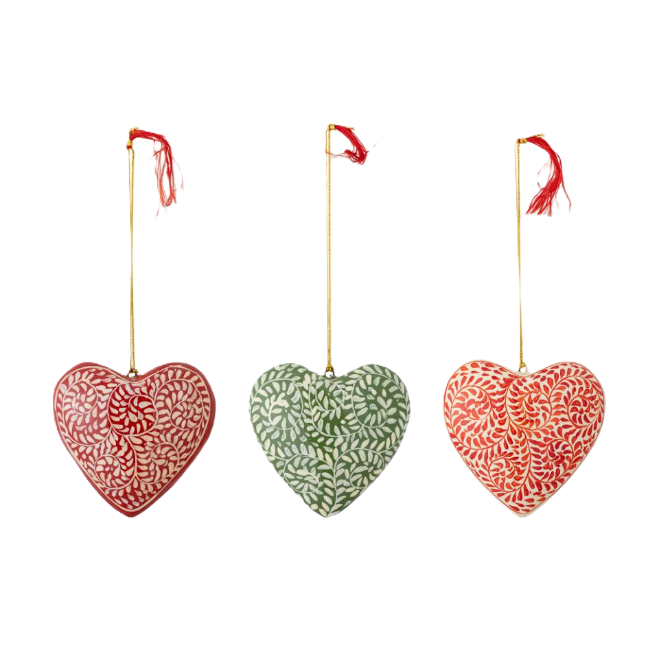 Bloomingville Cassidy Paper Mache Christmas Heart Ornament
