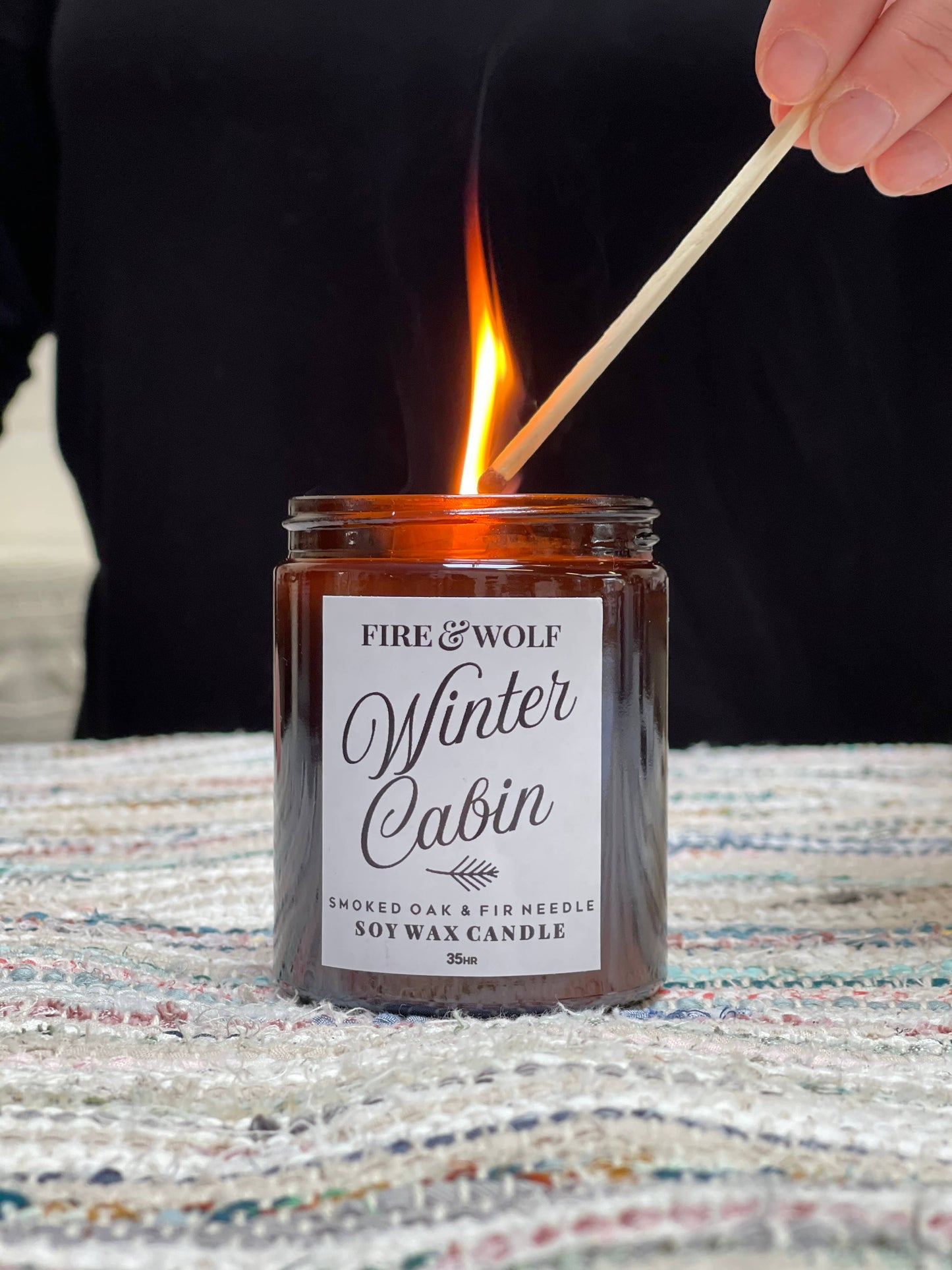 Fire & Wolf Soy Wax Christmas Winter Cabin Candle