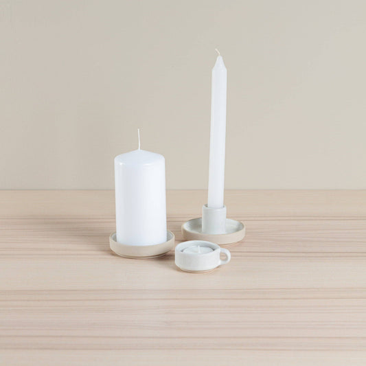 Chickidee Pillar Candle Holder in Oatmeal