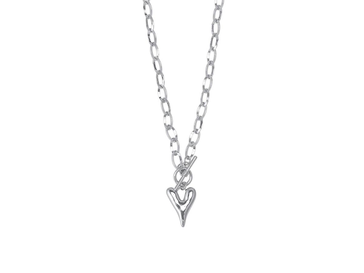 Big Metal London Daria Puff Heart Chain Necklace in Silver or Gold