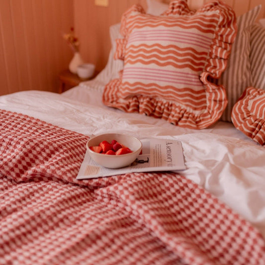 TBCo Pink Argyle Checkered Cotton Throw