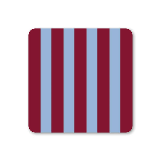 Rectangular coaster with red and blue vertical stripes on a white background