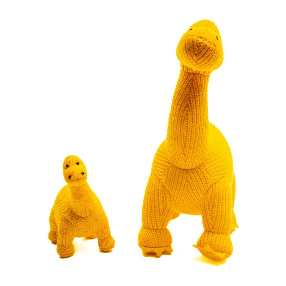 Best Years Knitted Yellow Diplodocus Dinosaur Soft Toy Teddy