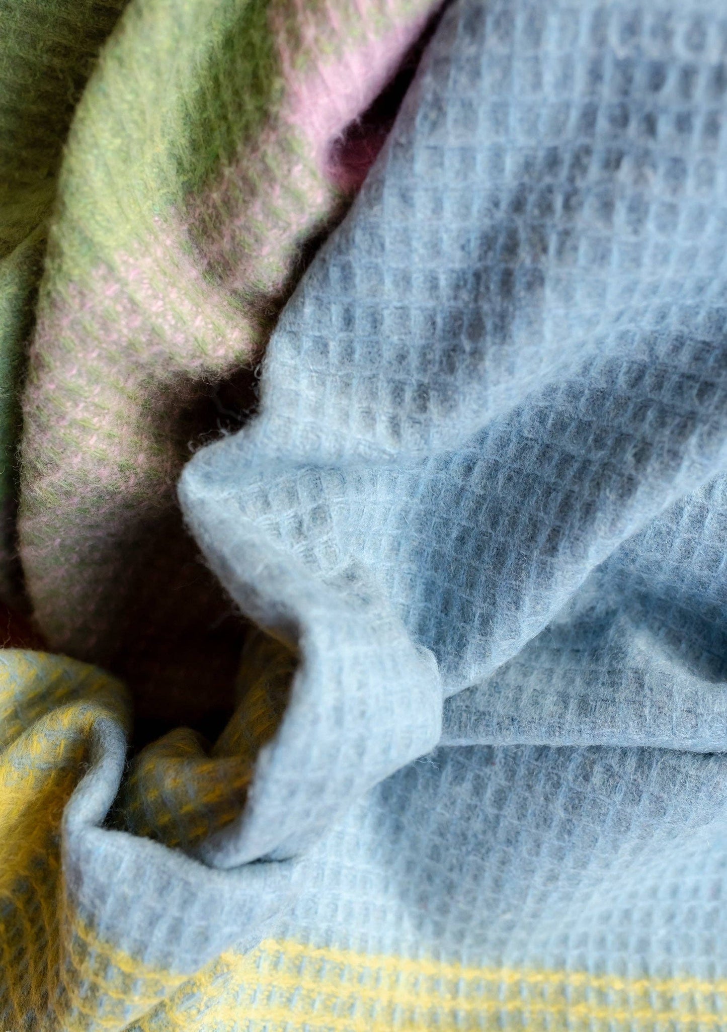 TBCo Recycled Wool Blanket in Green Waffle Block