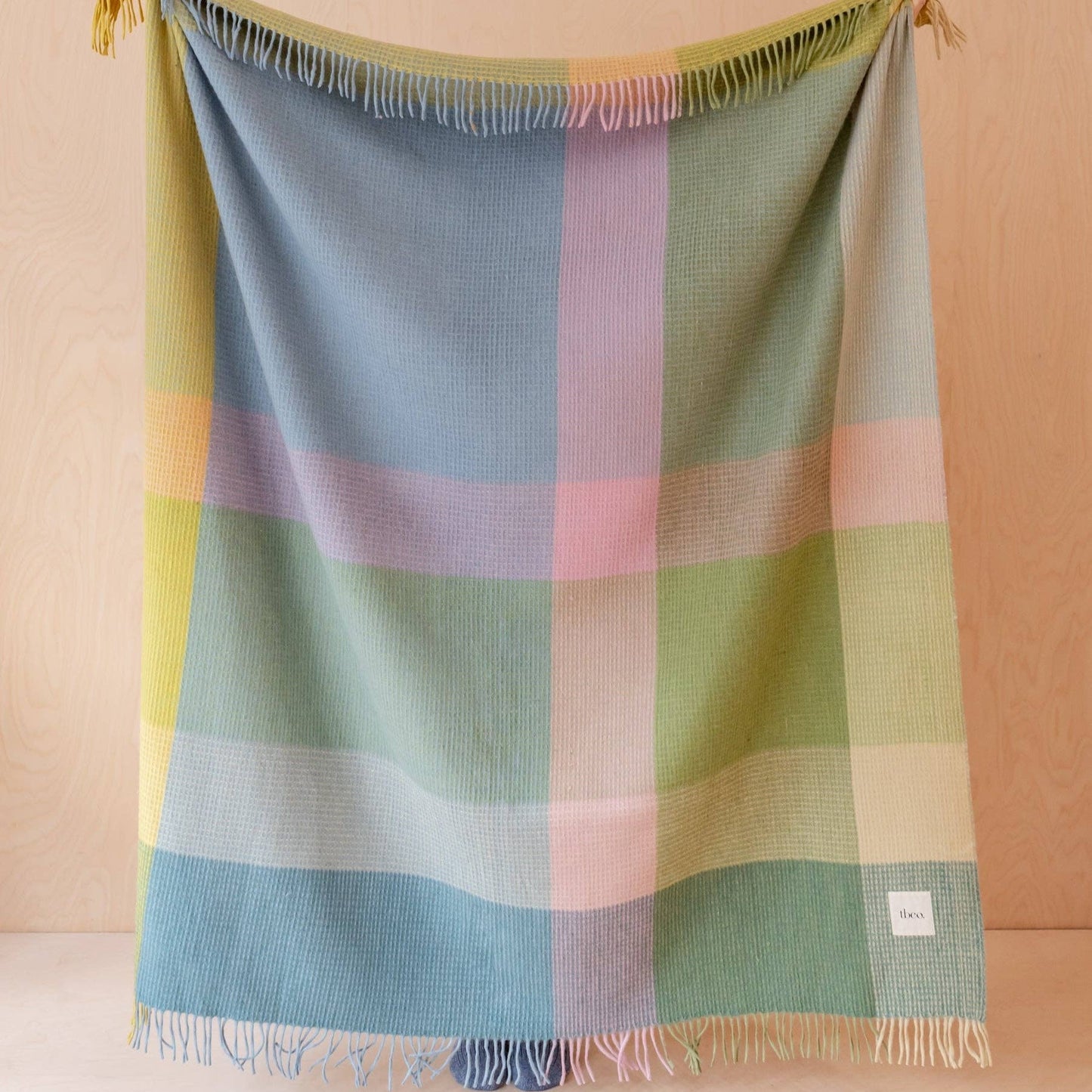 TBCo Recycled Wool Blanket in Green Waffle Block