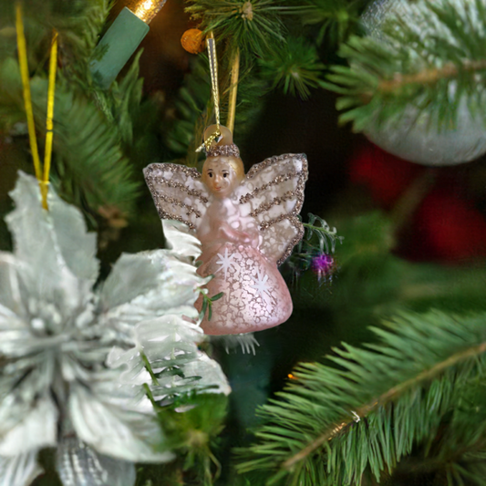 Bloomingville Sparkly Glass Angel Christmas Ornament
