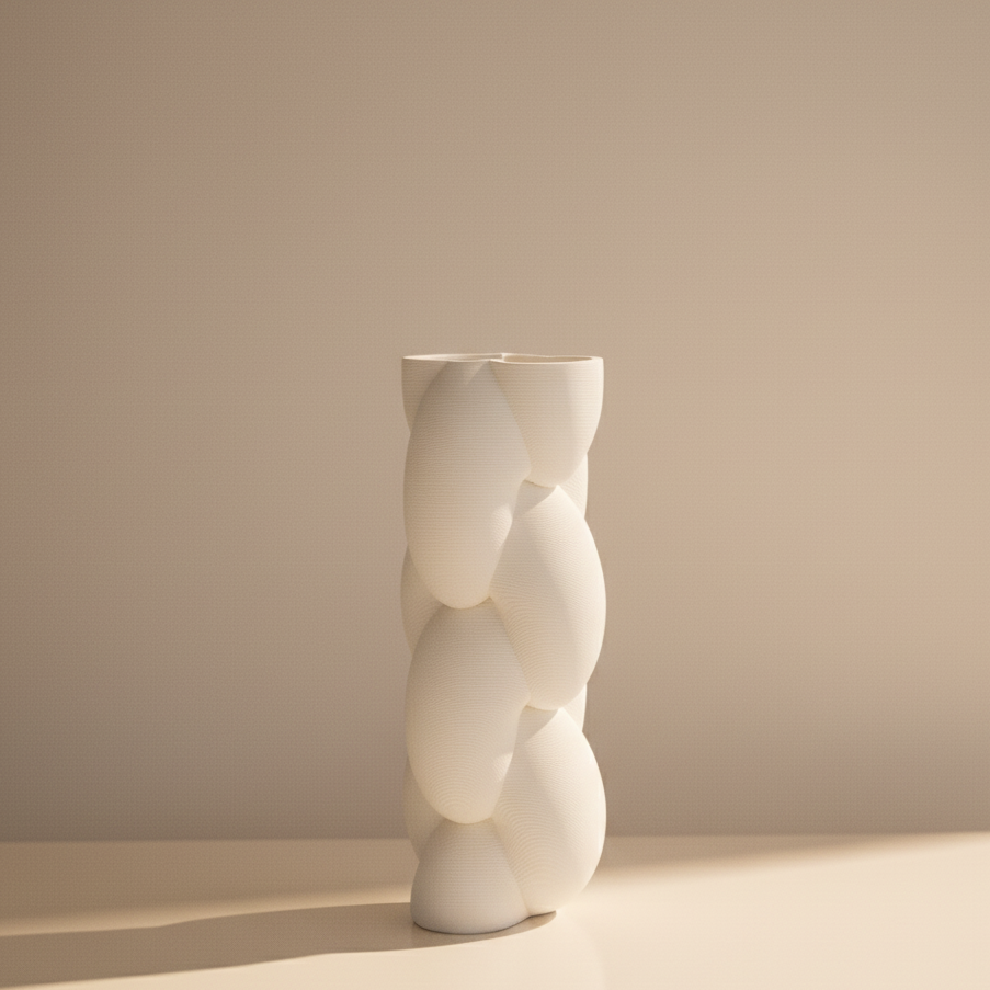 White abstract vase on a beige background