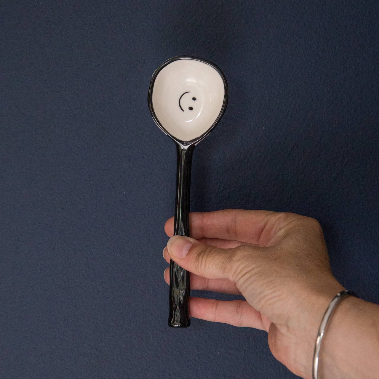 Homerly Ceramic Long Handle Soup Spoon