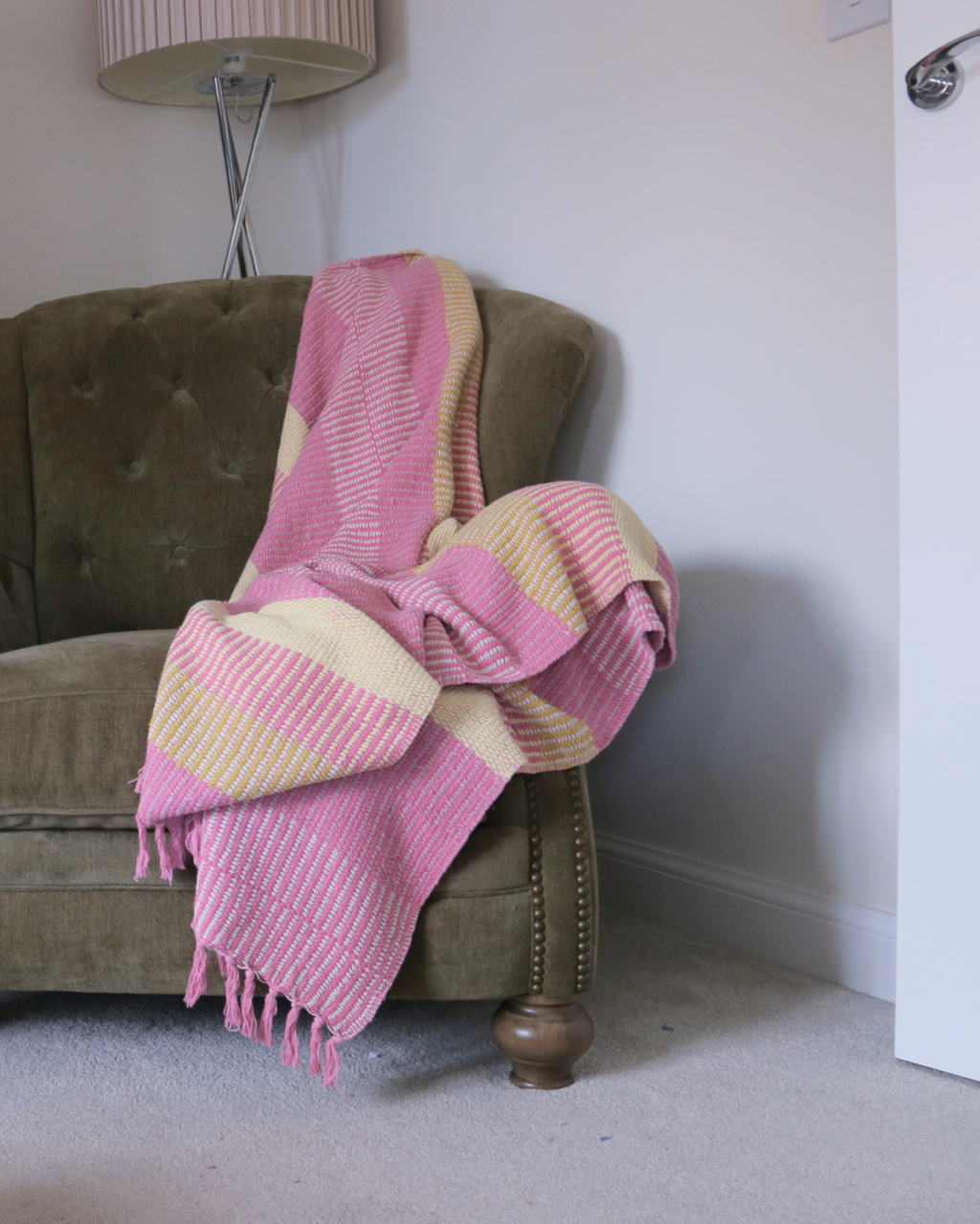 Bloomingville Isnel Pink Recycled Cotton Throw