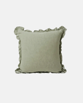 Ellenvale Hallie Ruffled Linen Cushion in Olive Green
