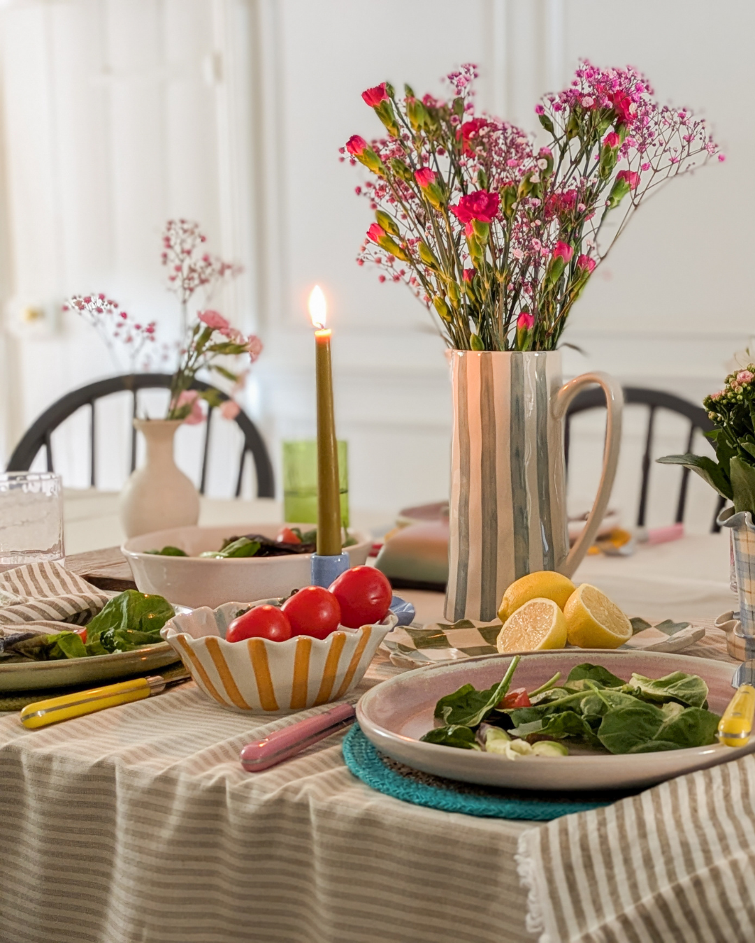 Morgan Wright Manor Striped Tablecloth in Taupe
