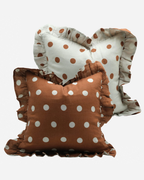 Amuse La Bouche Spotted Ruffle Cushion in Olive