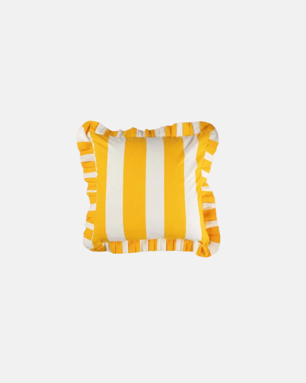 Casa Yellow Cabana Stripe Ruffled Cushion Cover