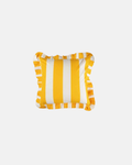 Casa Yellow Cabana Stripe Ruffled Cushion Cover