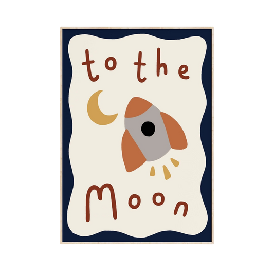 To the Moon A4 Wall Art Print by Kitty Makes