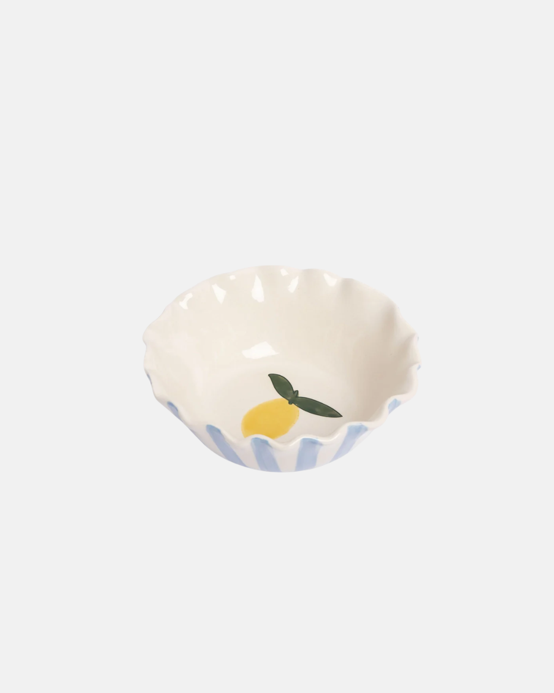Caroline Gardner Striped Frilly Lemon Bowl in Blue