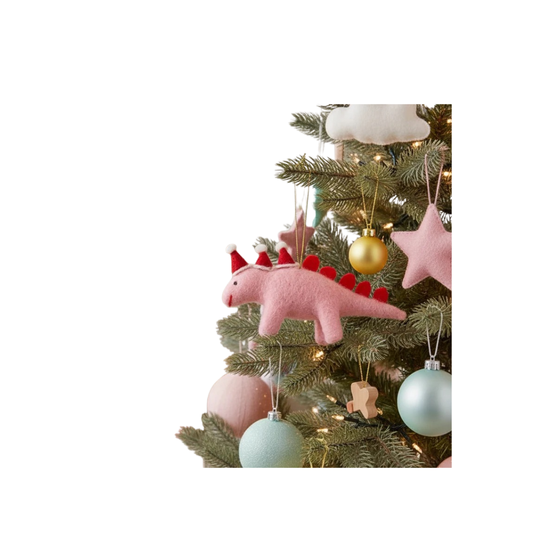 Sass & Belle Santa Hats Dinosaur Felt Hanging Decoration
