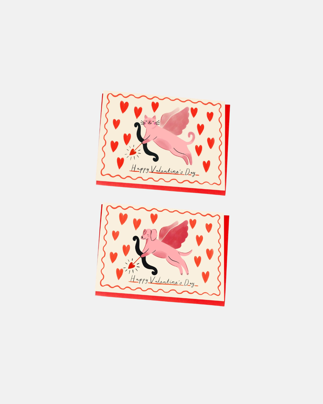 Kitty Kenda Happy Valentines Day Cat / Dog Cupid Greeting Card