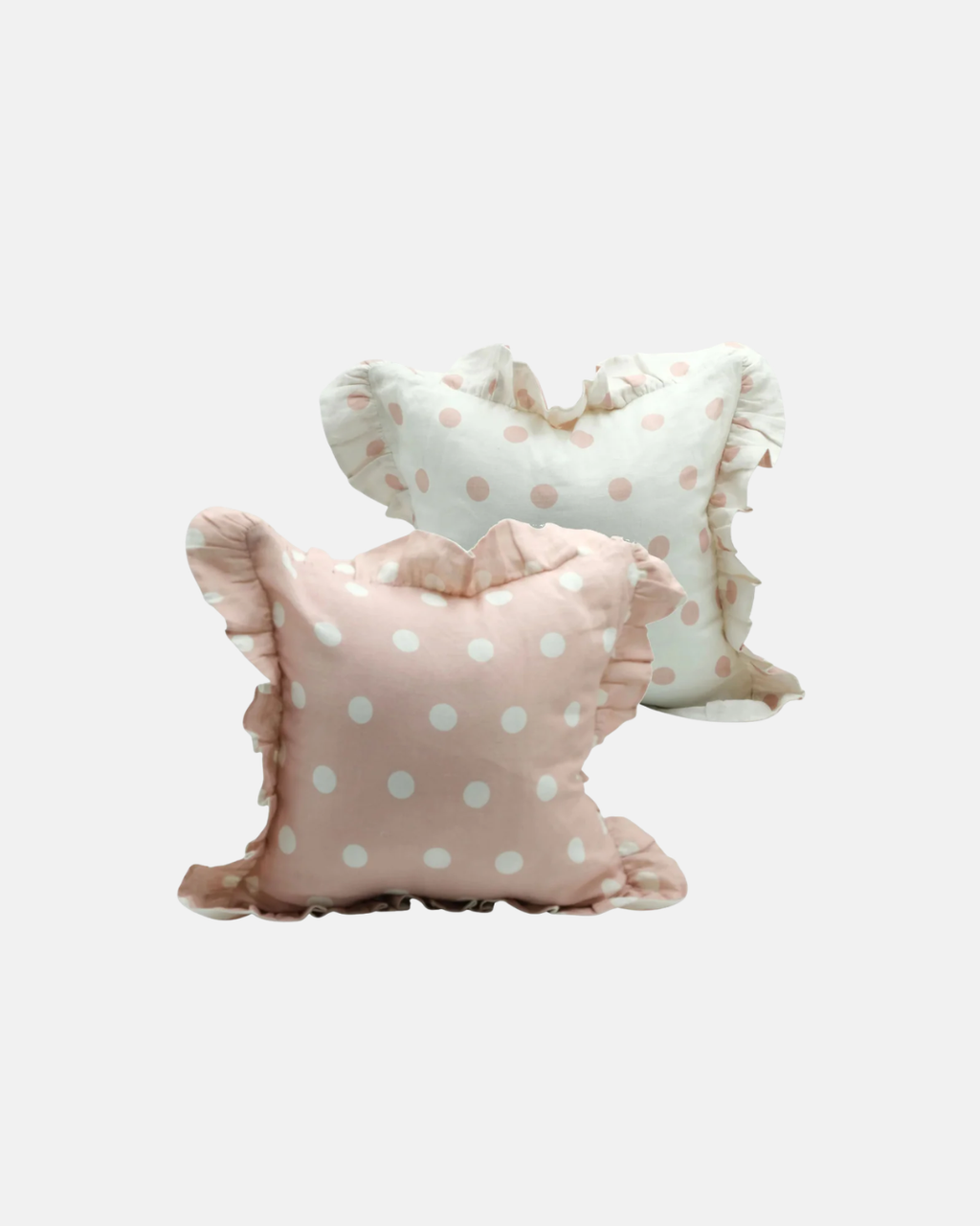 Amuse La Bouche Spotted Ruffle Cushion in Blush Pink