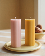 Soie London Soy Wax Ribbed Pillar Candles Set of 2