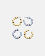 Kalei Polymer Clay Circle Earrings in Butter Yellow or Pale Blue Polkadot