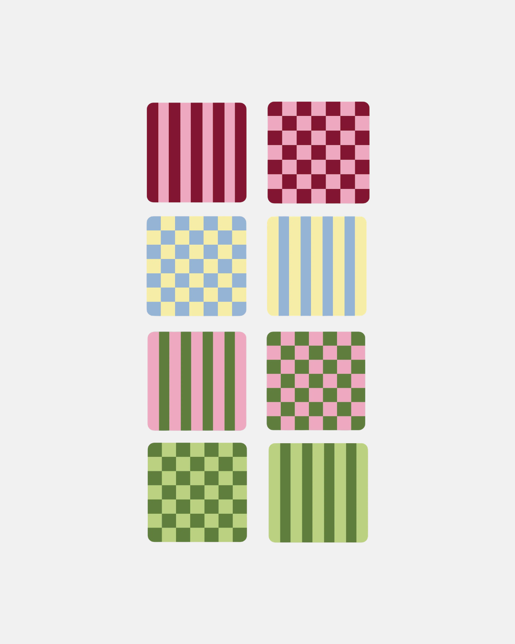 Ella Goddard Colourful Check and Stripe Coasters