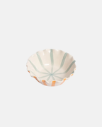 Caroline Gardner Striped Frilly Ceramic Bowl in Orange and Blue