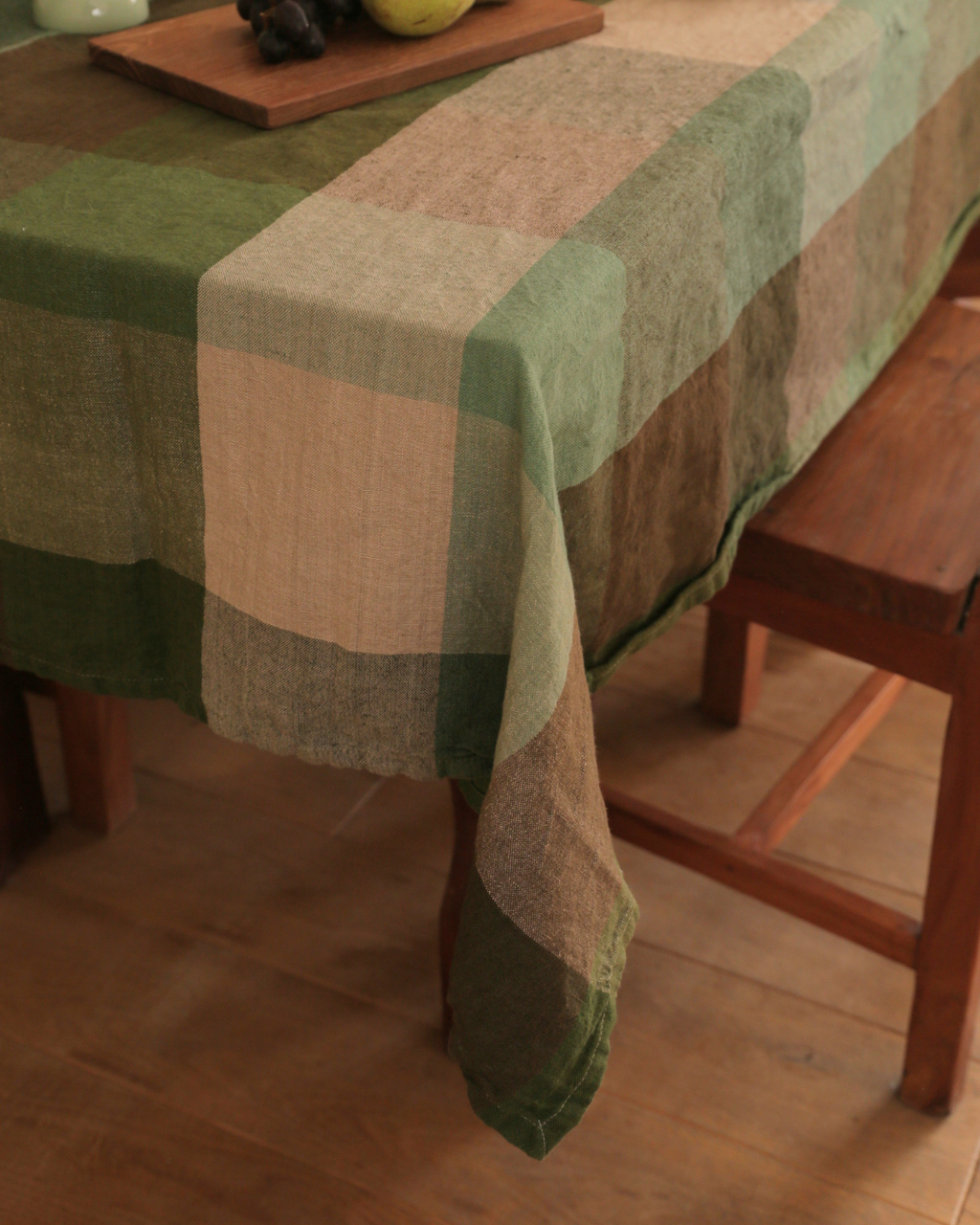 HKLIVING Vida Check Tablecloth in Mint/Olive
