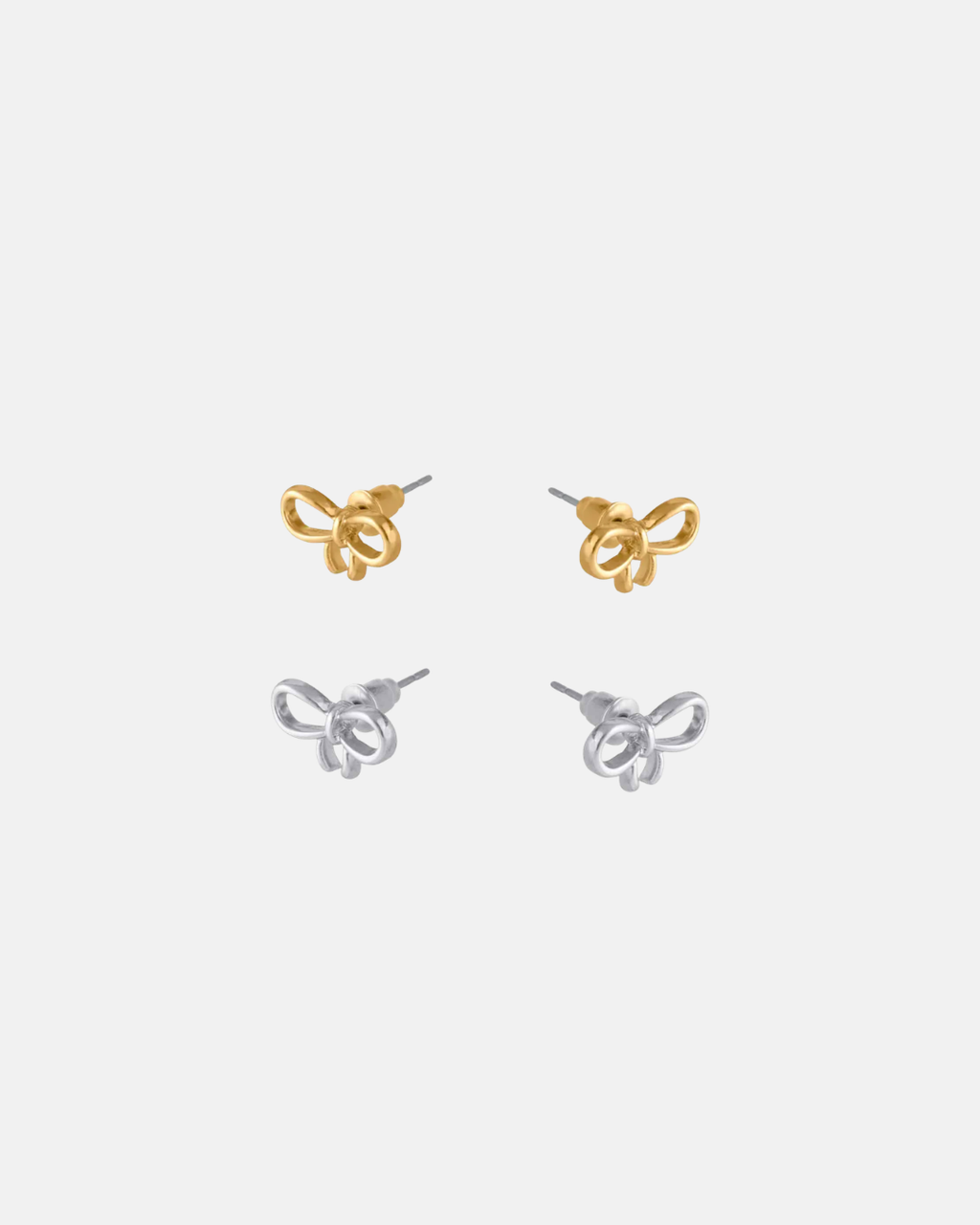 Big Metal London Santorini Bow Stud Earrings in Silver or Gold Plated