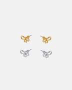 Big Metal London Santorini Bow Stud Earrings in Silver or Gold Plated