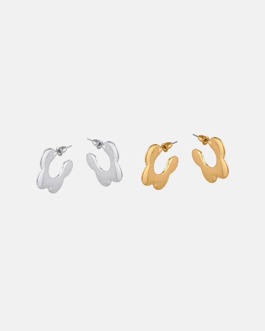 Big Metal London Camille Squiggle Hoop Earrings in Gold or Silver Plated