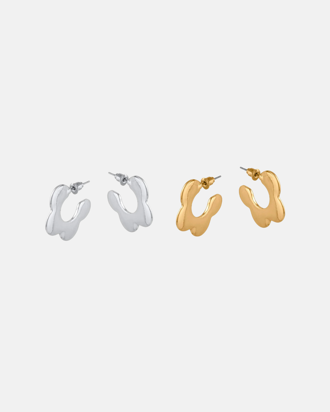 Big Metal London Camille Squiggle Hoop Earrings in Gold or Silver Plated