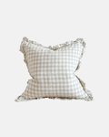 Ellenvale Ruffled Edged Linen Cushion in Natural Gingham