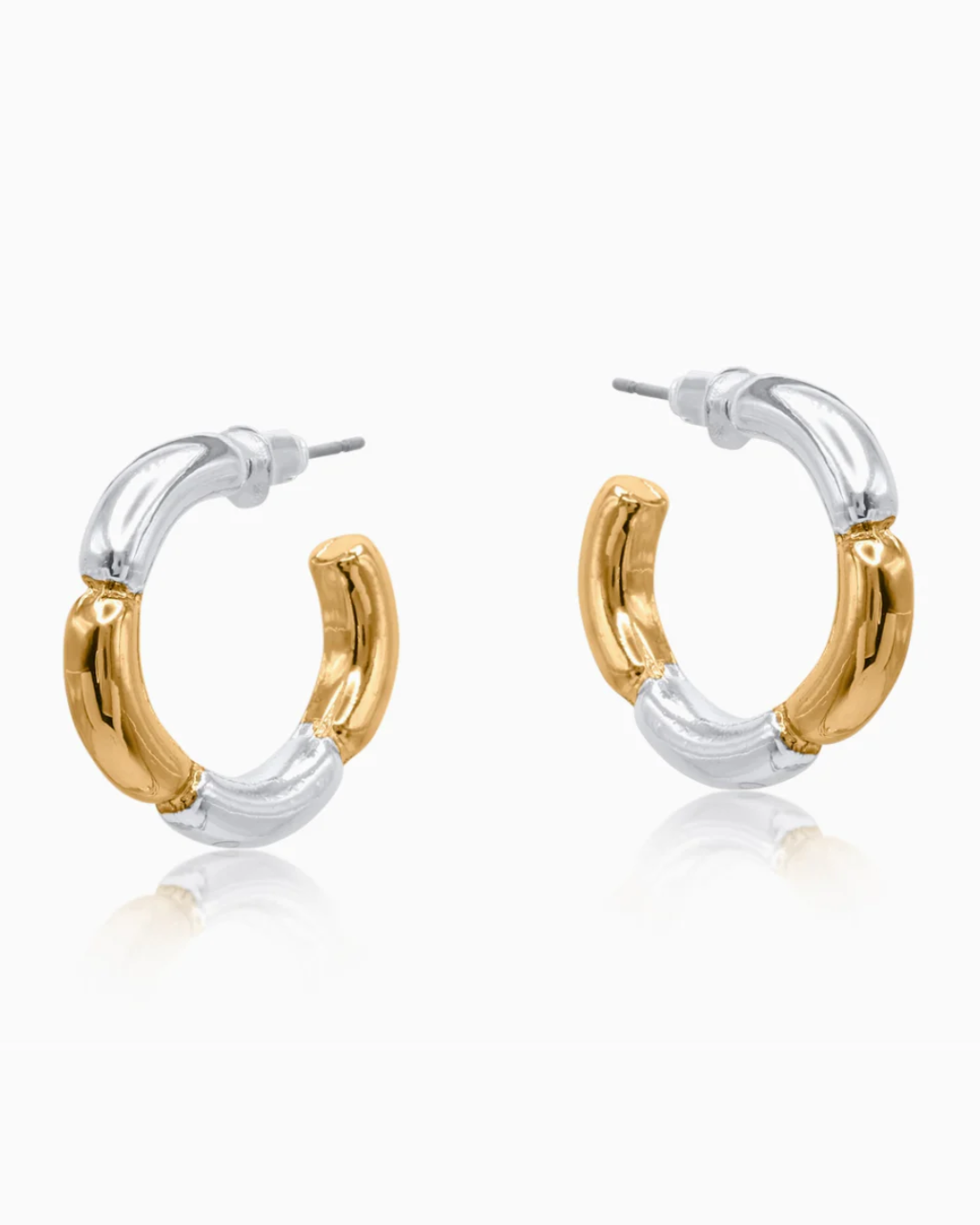 Big Metal London Palmeira Two Tone Hoop Earrings in Gold & Silver
