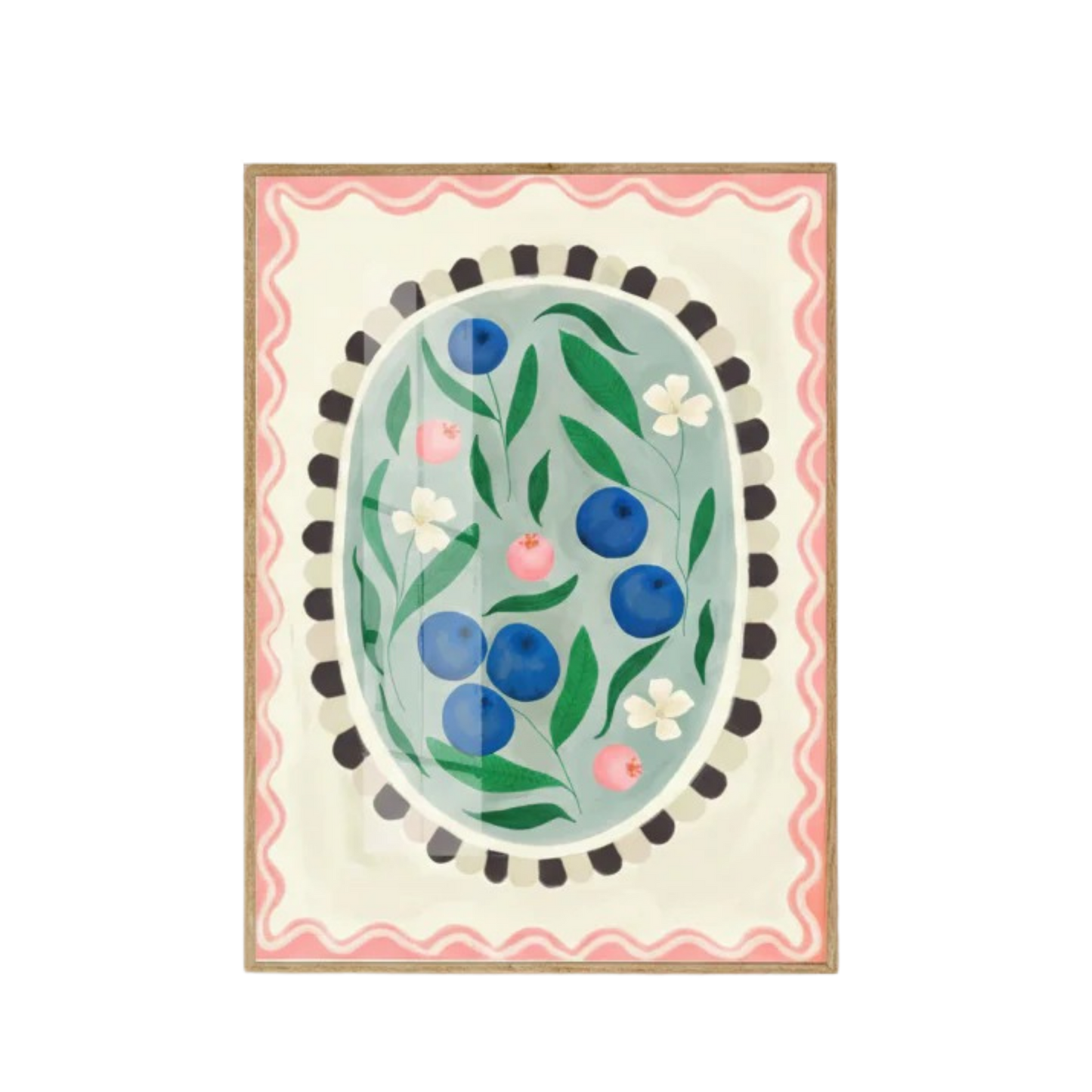 Kate Fox Blueberry Oval Hand Drawn Art Print in A3