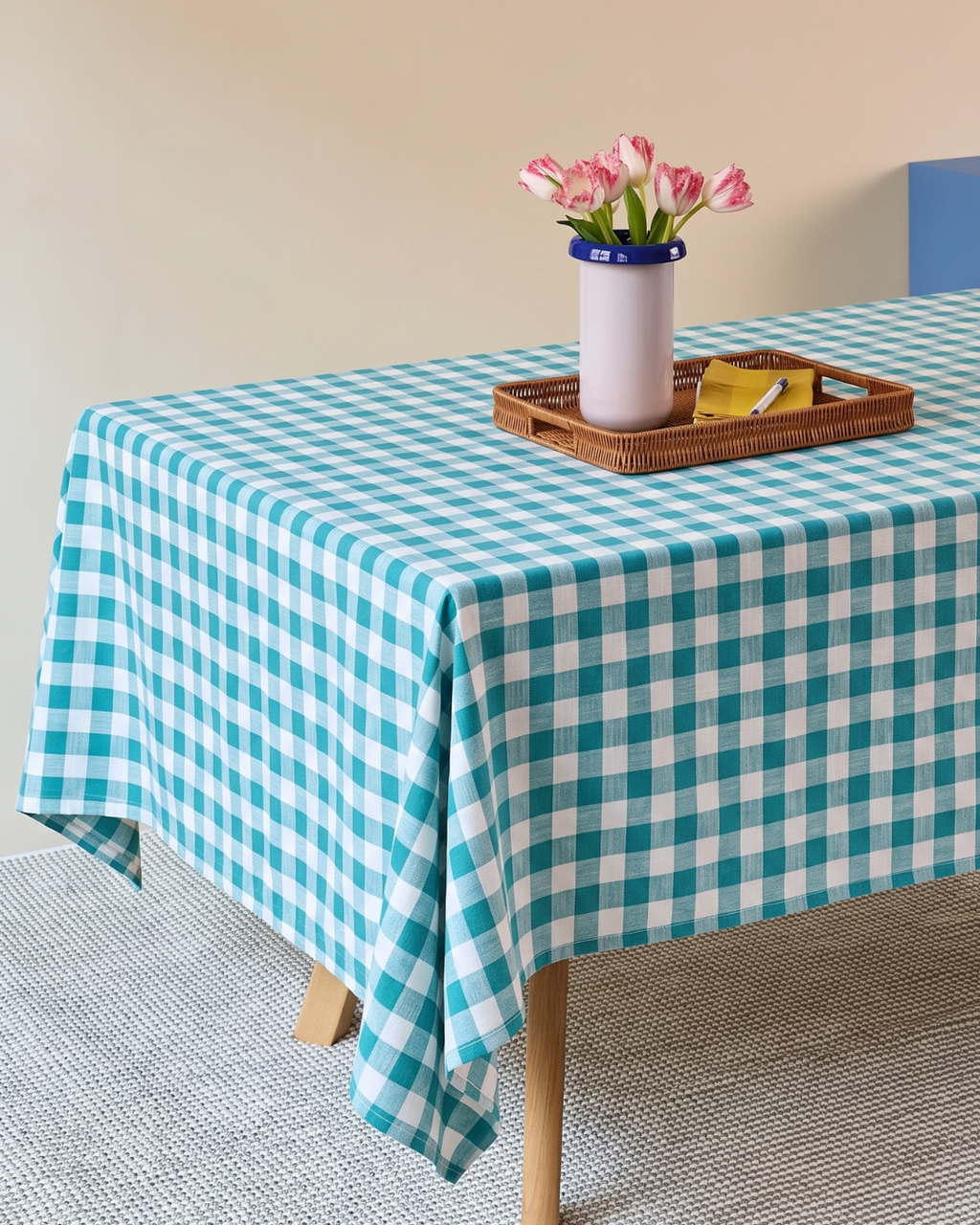 SG Hogar Gingham Tablecloth in Light Blue in Various Sizes