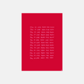 Red square with white text on a white background