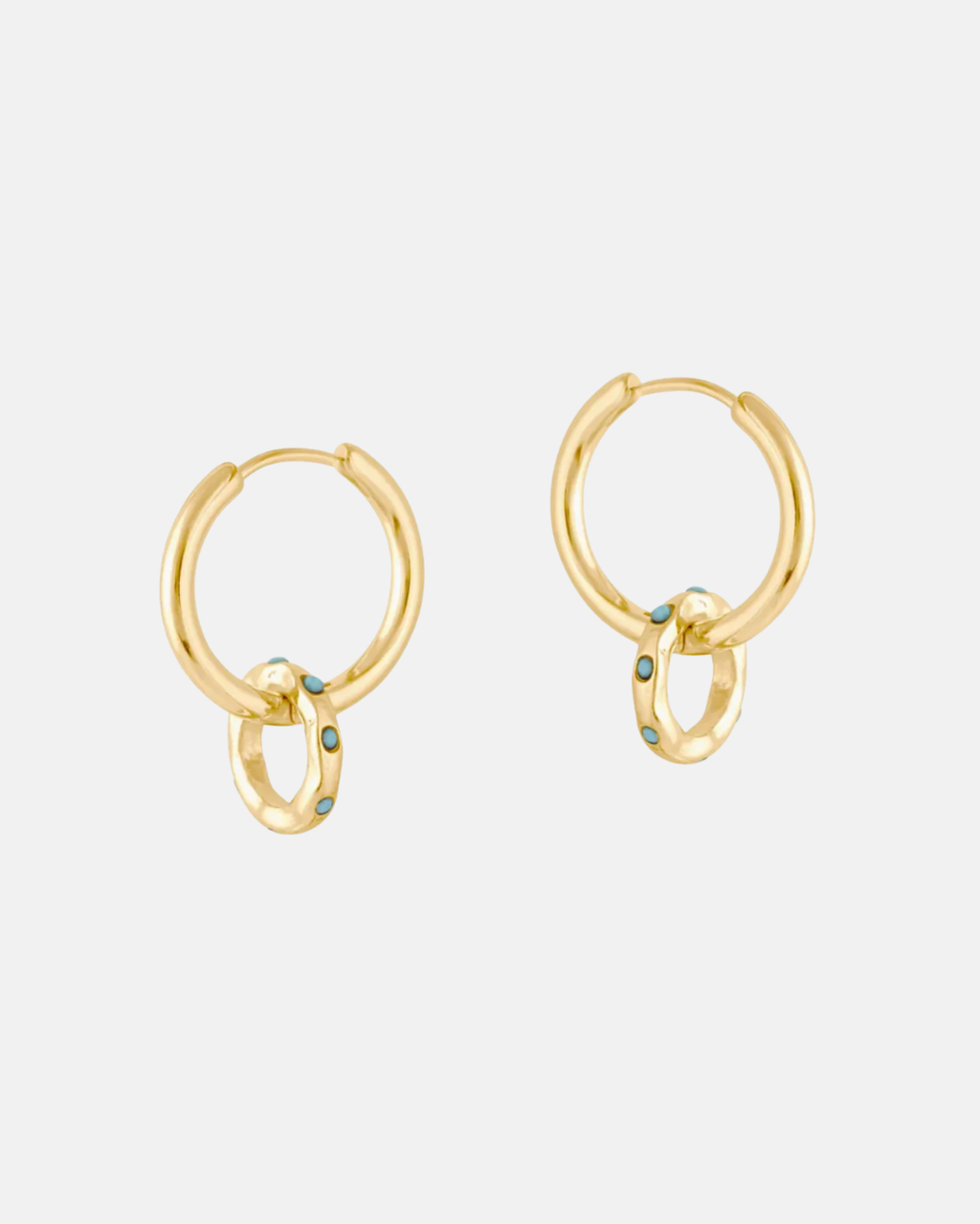Big Metal London Mallorca Huggie Earrings in Gold with Blue Stones