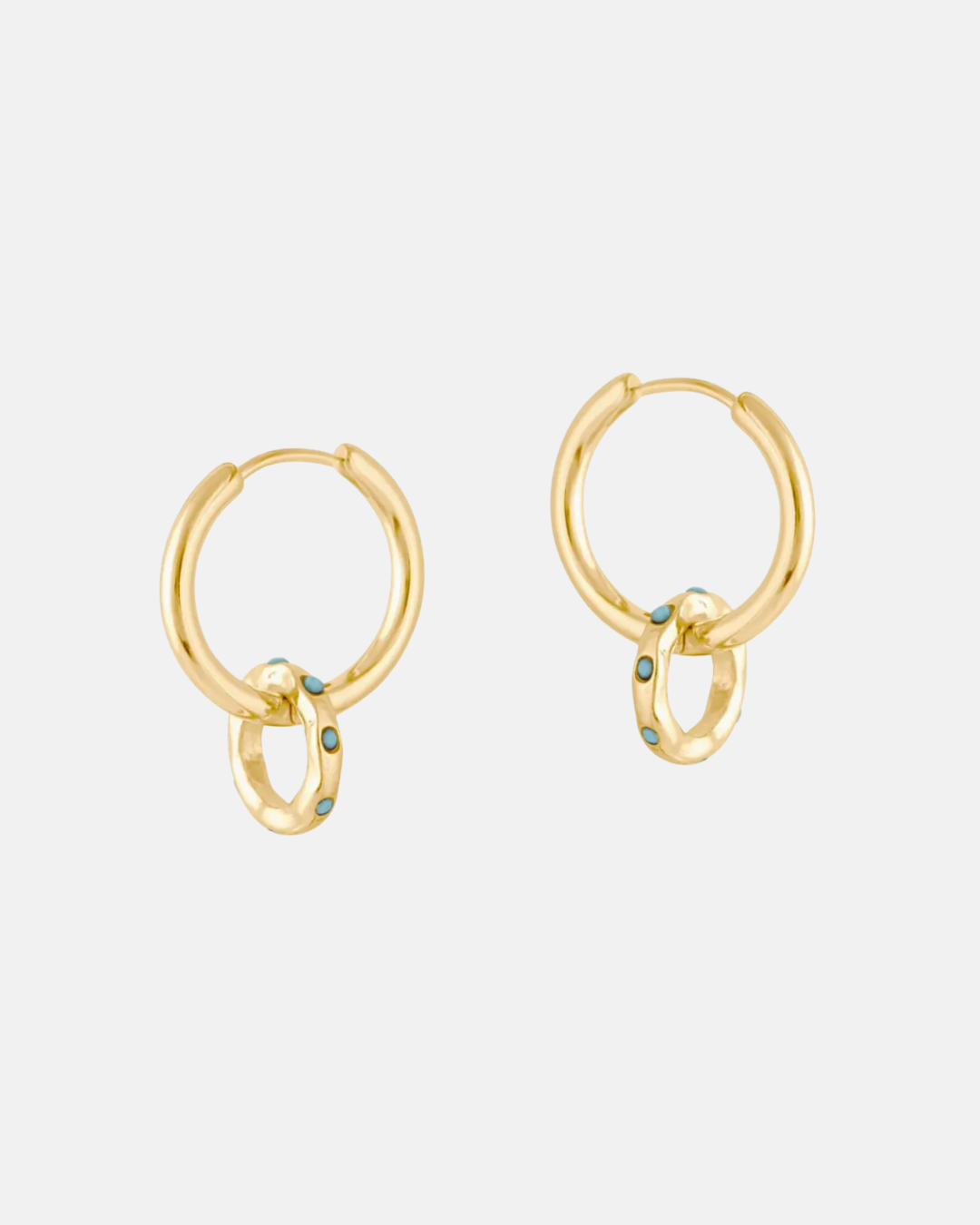 Big Metal London Mallorca Huggie Earrings in Gold with Blue Stones