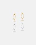 Big Metal London Octavia T-Bar Tiny Hoop Earrings in Silver or Gold Plated