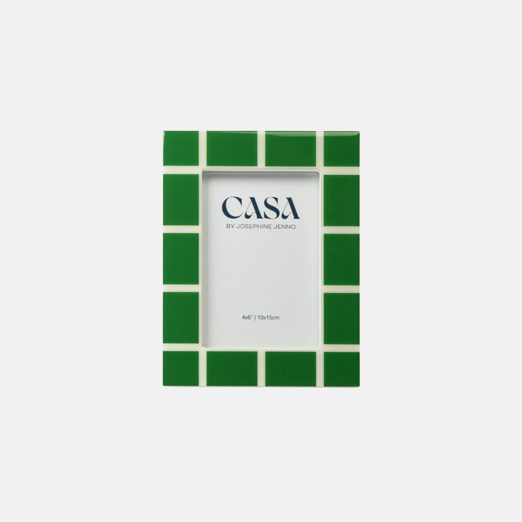 Green mosaic picture frame on a white background