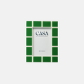 Green mosaic picture frame on a white background