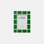 Green mosaic picture frame on a white background