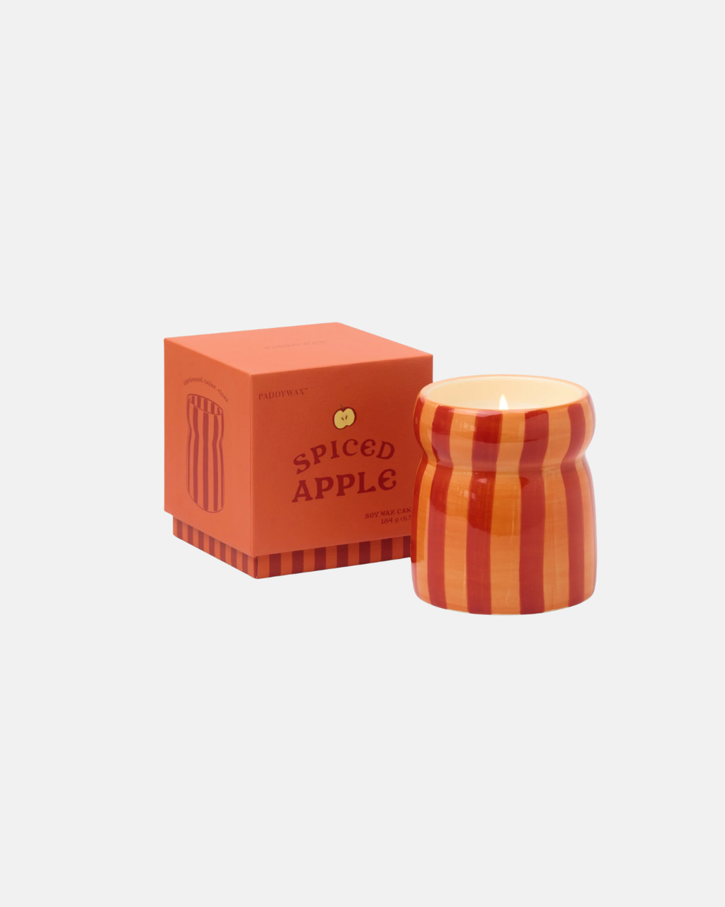 Paddywax Cabana Striped Ceramic Soy Candle in Spiced Apple