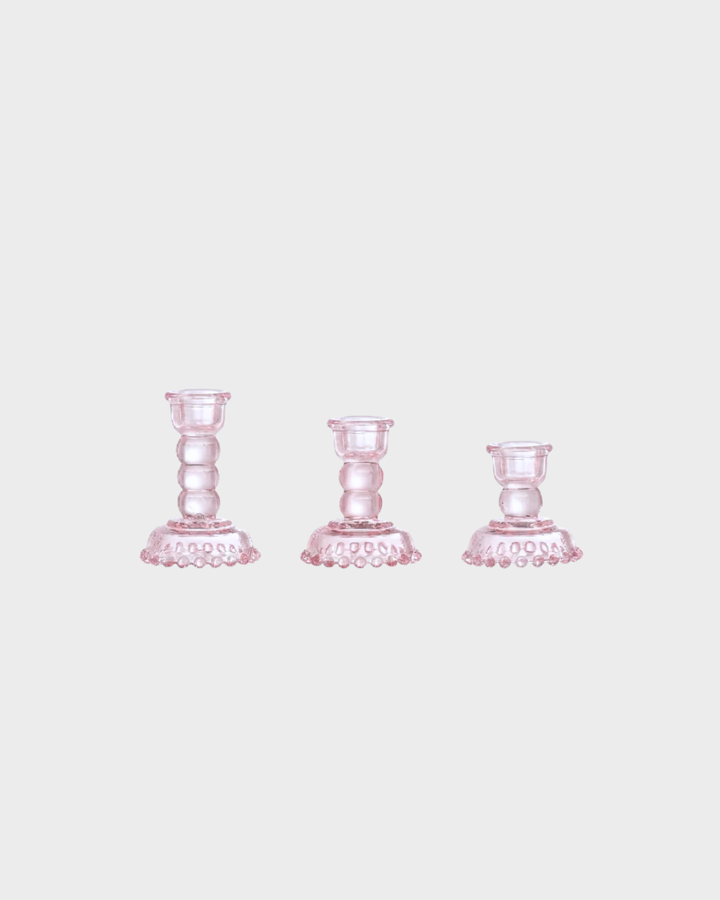 Bloomingville Dephia Glass Candle Holders in Pink in Various Sizes