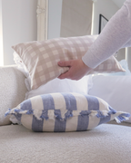 SG Hogar Gingham Cotton Cushion in soft beige