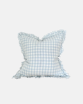 Ellenvale Ruffled Linen Cushion in Blue Gingham