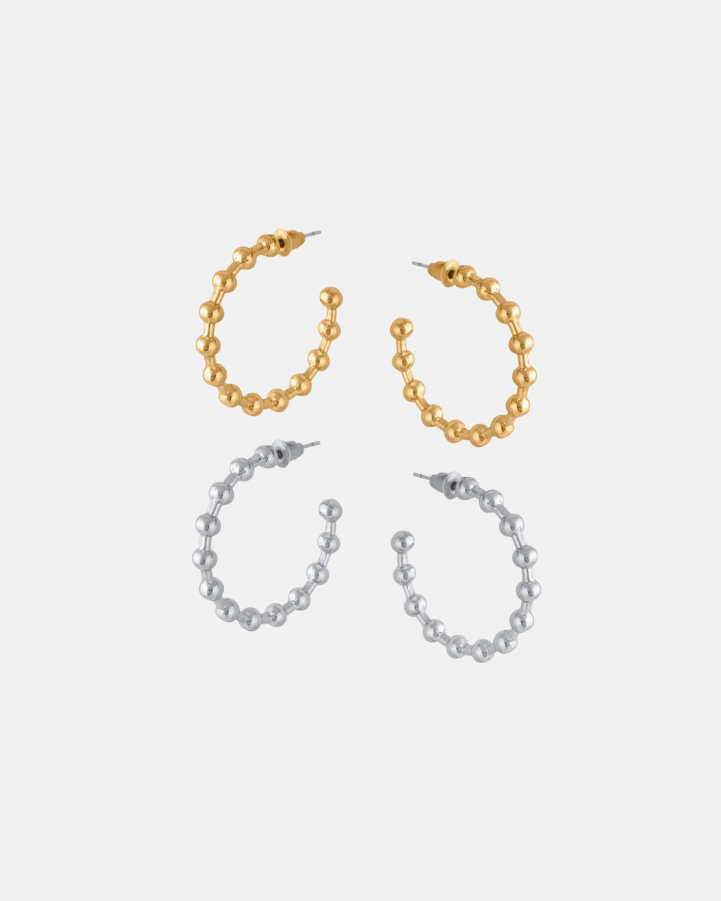 Big Metal London Louise Ball Hoop Earrings in Gold or Silver
